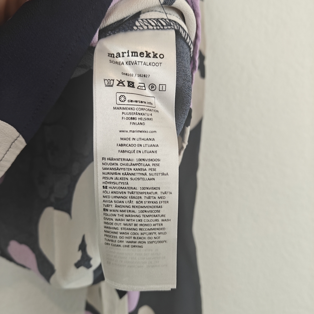 Merimekko Sorea Kevattalkoot Long Bell Sleeve Floral Blouse Sz 40, 10 - Picture 13 of 13